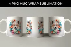 3D Floral Fantasy Pomeranian Mug Sublimation PNG Product Image 5