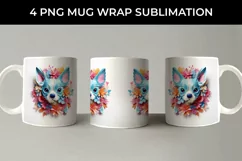3D Floral Fantasy Chihuahua Mug Sublimation PNG Product Image 5