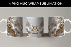3D white Camellia Flowers Mug Sublimation PNG Product Image 5