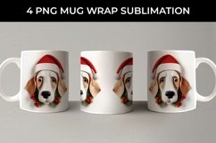 3D Christmas Beagle Dog Mug Wrap Sublimation PNG Product Image 5