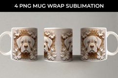3D white Floral Saint Bernard Dog Mug Sublimation PNG Product Image 5