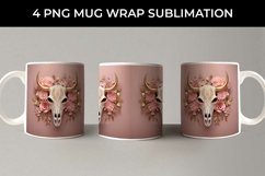 3d Gold Pink Bull Skull Mug Sublimation PNG Product Image 5