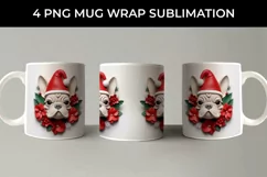 3D Christmas French Bulldog Dog Mug Wrap Sublimation PNG Product Image 1