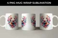 3D Floral Fantasy Dachshund Mug Sublimation PNG Product Image 5