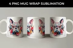 3D Floral Fantasy French Bulldog Mug Sublimation PNG Product Image 5