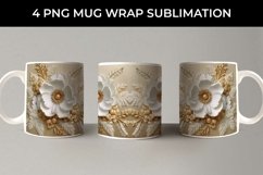 3D white Anemone Flowers Mug Sublimation PNG Product Image 5