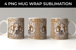 3D white Floral Beagle Dog Mug Sublimation PNG Product Image 5