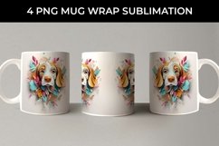 3D Floral Fantasy Beagle Mug Sublimation PNG Product Image 5