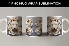 3D white Floral Westie Dog Mug Sublimation PNG Product Image 5