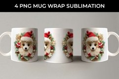 3D Christmas Pomeranian Dog Mug Wrap Sublimation PNG Product Image 5