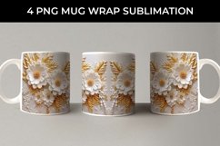 3D white Marigold Flowers Mug Sublimation PNG Product Image 5
