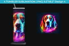 Neon Beagle Dog Tumbler Wrap 20 oz Sublimation PNG Product Image 5