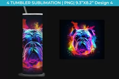 Neon Bulldog Dog Tumbler Wrap 20 oz Sublimation PNG Product Image 5