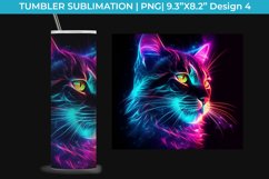 Neon Cat Tumbler Wrap 20 oz Sublimation PNG Product Image 5