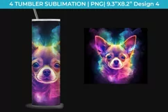 Neon Chihuahua Dog Tumbler Wrap 20 oz Sublimation PNG Product Image 5