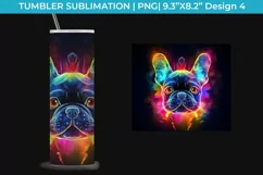 Neon French Bulldog Tumbler Wrap 20 oz PNG Product Image 5