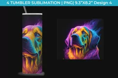 Neon Golden Retriever Dog Tumbler Wrap 20 oz Sublimation PNG Product Image 5