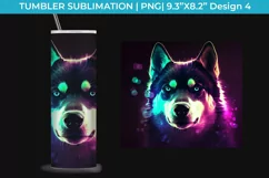 Neon Husky Tumbler Wrap 20 oz Sublimation PNG Product Image 5