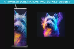 Neon Westie Dog Tumbler Wrap 20 oz Sublimation PNG Product Image 5