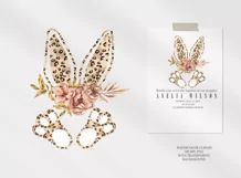 Watercolor Leopard floral Easter bunny clipart- 1 PNG FILE Product Image 2