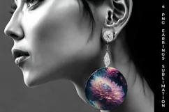 Galaxy Dahlias Flowers Earrings Sublimation PNG Product Image 5