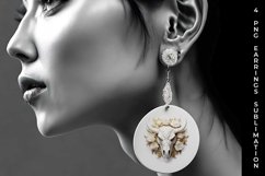 3d Gold White Bull Skull Earrings Sublimation PNG Product Image 5