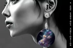 Galaxy Freezia Flowers Earrings Sublimation PNG Product Image 5