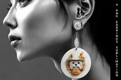 3D Halloween Shih Tzu Dog Earrings Sublimation PNG Product Image 5