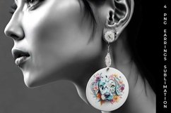 3D Floral Fantasy Dalmatian Earrings Sublimation PNG Product Image 5