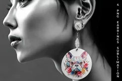 3D Floral Fantasy French Bulldog Earrings Sublimation PNG Product Image 5
