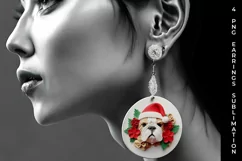 3D Christmas Bulldog Dog Earrings Sublimation PNG Product Image 5