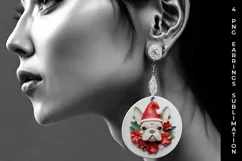 3D Christmas French Bulldog Dog Earrings Sublimation PNG Product Image 5