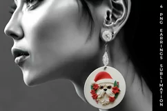 3D Christmas Shih Tzu Dog Earrings Sublimation PNG Product Image 5