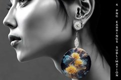 Galaxy Marigold Flowers Earrings Sublimation PNG Product Image 5