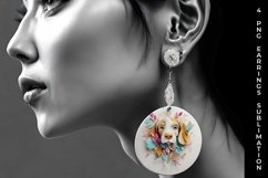 3D Floral Fantasy Beagle Earrings Sublimation PNG Product Image 5