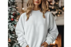 Christmas White T-Shirt Mockup,Mockup,White T-Shirt MOCKUP Product Image 1