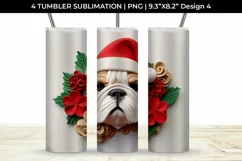 3D Christmas Bulldog Dog Tumbler Wrap 20 oz Sublimation PNG Product Image 5