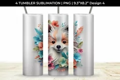3d Floral Fantasy Pomeranian Tumbler Wrap Sublimation PNG Product Image 5