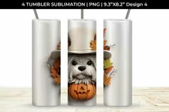 3D Halloween Shih Tzu Dog Tumbler Wrap 20 oz Sublimation PNG Product Image 5