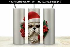 3D Christmas Shih Tzu Dog Tumbler Wrap 20 oz Sublimation PNG Product Image 5