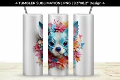 3d Floral Fantasy Chihuahua Tumbler Wrap Sublimation PNG Product Image 5