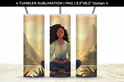 Blissful Serenity - Woman Meditating Tumbler Wrap PNG Product Image 5