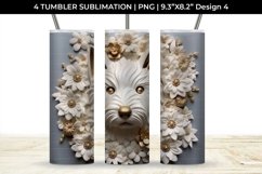 3D white Floral Westie Dog Tumbler Wrap 20 oz Sublimation Product Image 5