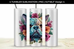 3d Floral Fantasy Bulldog Tumbler Wrap Sublimation PNG Product Image 5