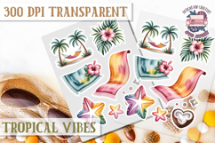 Tropical Vibes sticker sheet Flowers Hawaii PNG Floral Product Image 1