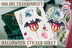 Halloween sticker sheet Creepy Scrapbook PNG Funny Skulls Product Image 1