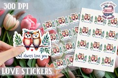 Love sticker Sheet Valentine Day Cute Animals Quote PNG Product Image 1