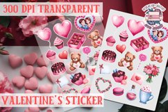 Love sticker Sheet Valentine Day Lovers Funny Heart PNG Product Image 1
