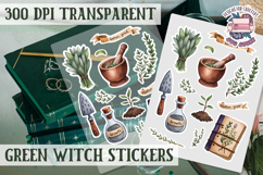 Green Witch sticker sheet Magic Scrapbook PNG Herbs Spells Product Image 1