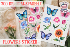 Summer sticker flowers butterfly Spring Botanical PNG Product Image 1